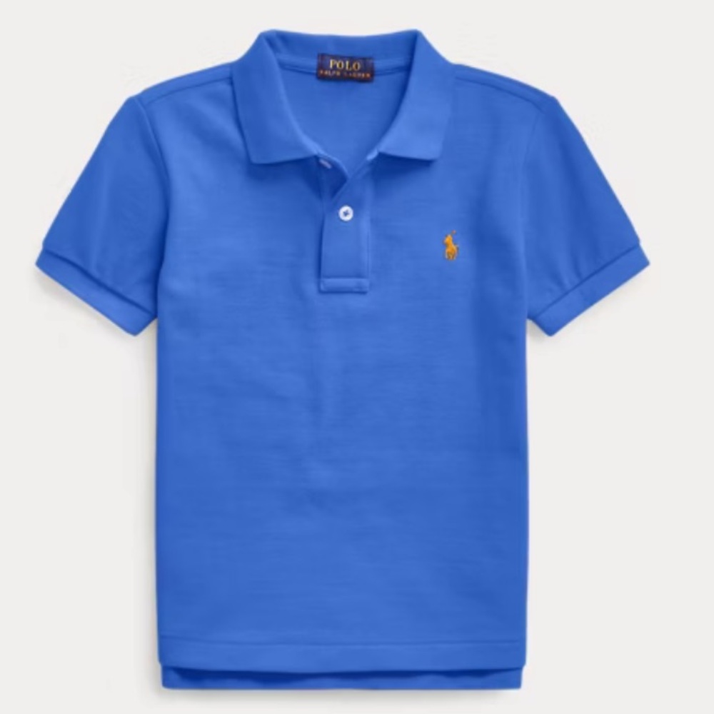 Ralph Lauren blue label custom fit blue polo, short sleeve shirt size L